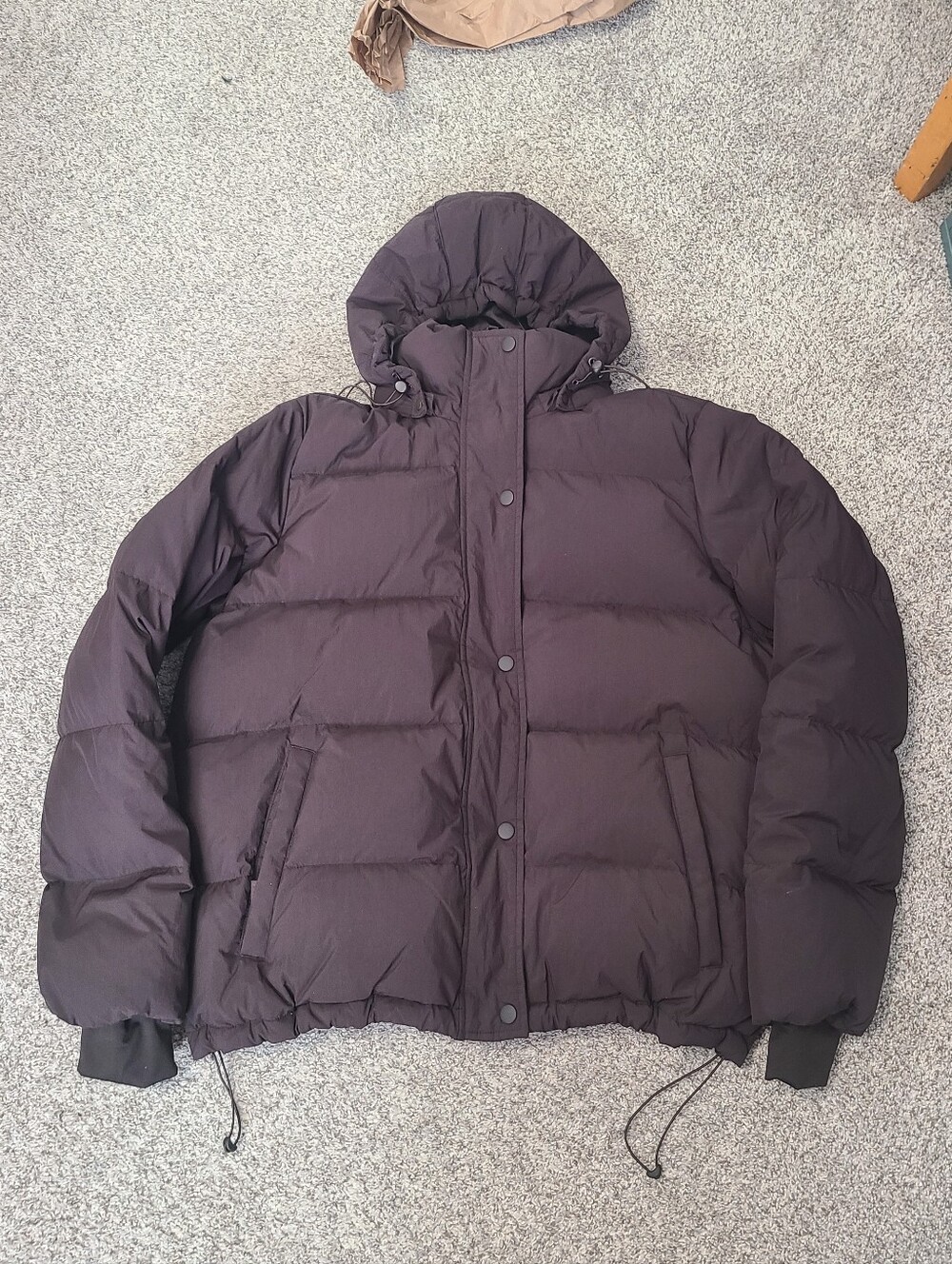 Lands End Dark Brown Cropped Down Puffer  Jacket Size M